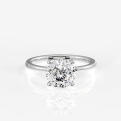 Portuguese Cut Moissanite Diamond Provence Solitaire Engagement Sterling Silver Ring