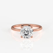 Portuguese Cut Lab Grown Diamond Petite Solitaire Engagement 14k Gold Ring