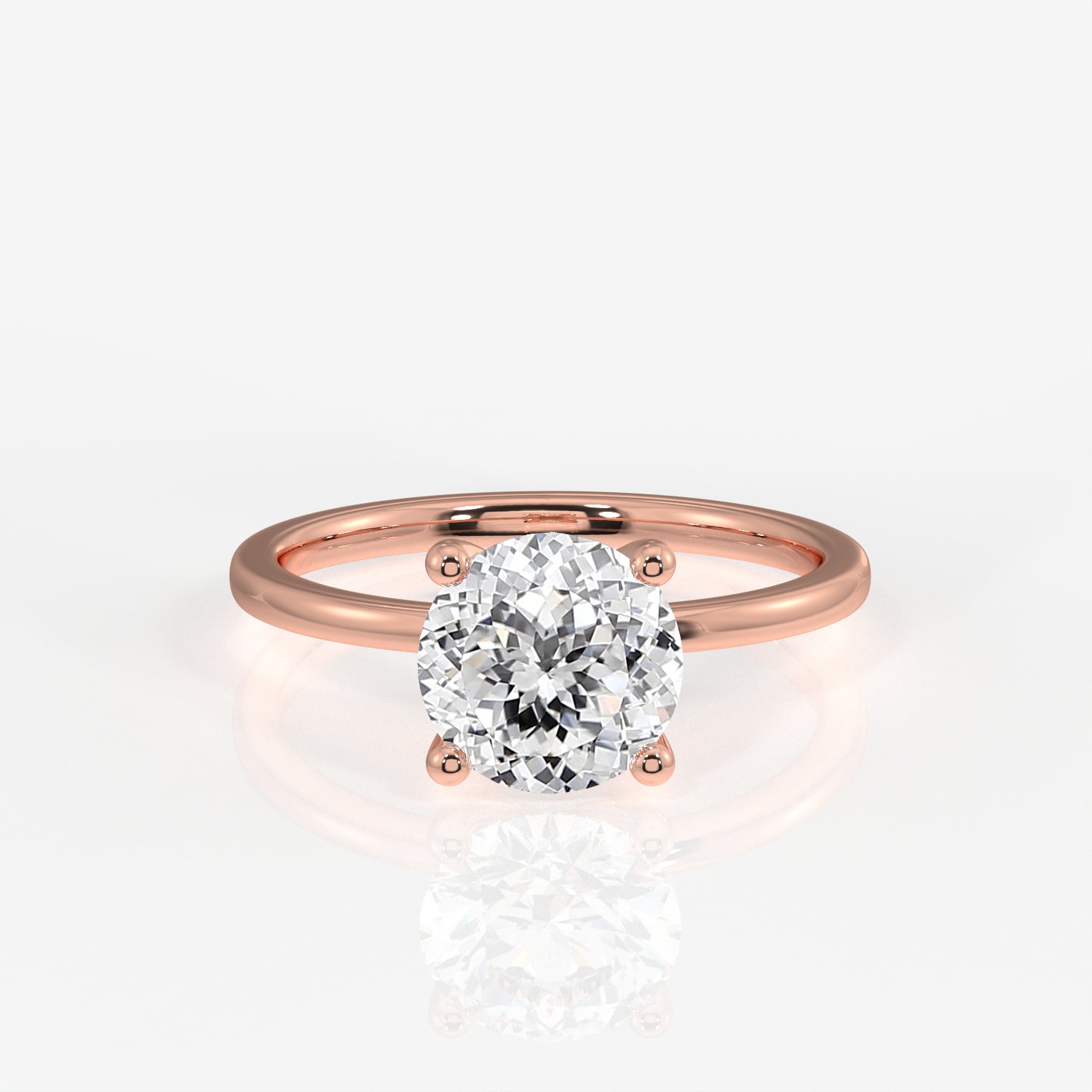 Portuguese Cut Lab Grown Diamond Petite Solitaire Engagement 14k Gold Ring