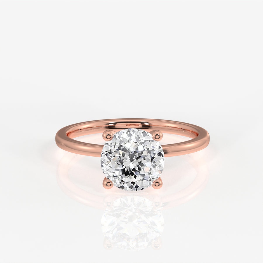 Portuguese Cut Lab Grown Diamond Petite Solitaire Engagement 14k Gold Ring