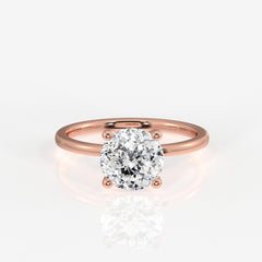 Portuguese Cut Moissanite Diamond Provence Solitaire Engagement Sterling Silver Ring