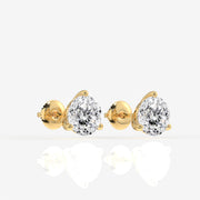 Portuguese Cut Moissanite Diamond Three Prong 18K Gold Earrings