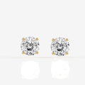 Portuguese Cut Moissanite Diamond Hidden Halo Stud 18K Gold Earrings