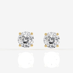 Portuguese Cut Moissanite Diamond Hidden Halo Stud 18K Gold Earrings