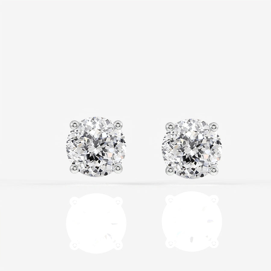 Portuguese Cut Moissanite Diamond Hidden Halo Stud 18K Gold Earrings