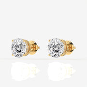 Portuguese Cut Moissanite Diamond Hidden Halo Stud 18K Gold Earrings