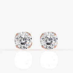 Portuguese Cut Moissanite Diamond Twisted Certified Stud 18K Gold Earrings