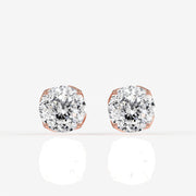 Portuguese Cut Lab Grown Diamond Twisted Certified Stud 9K Gold Earrings