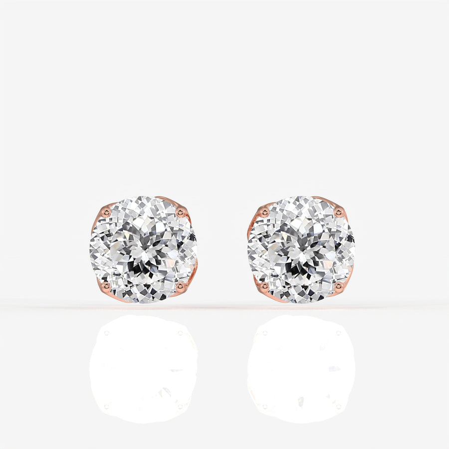 Portuguese Cut Lab Grown Diamond Twisted Certified Stud 9K Gold Earrings