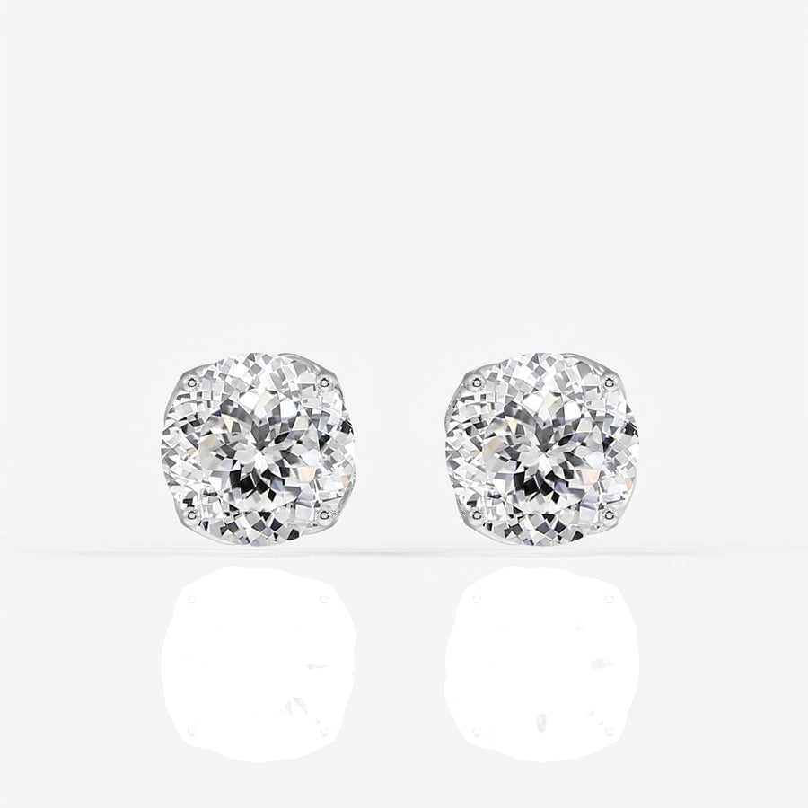 Portuguese Cut Moissanite Diamond Twisted Certified Stud 18K Gold Earrings