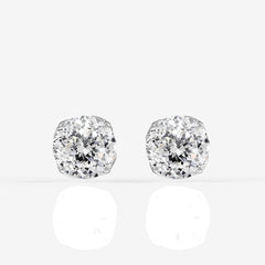 Portuguese Cut Moissanite Diamond Twisted Certified Stud 18K Gold Earrings