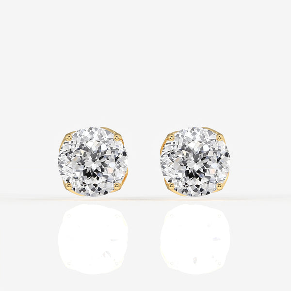 Portuguese Cut Lab Grown Diamond Twisted Certified Stud 14K Gold Earrings