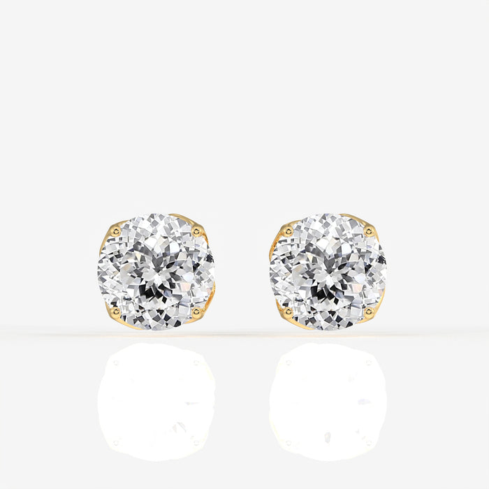 Portuguese Cut Lab Grown Diamond Twisted Certified Stud 14K Gold Earrings