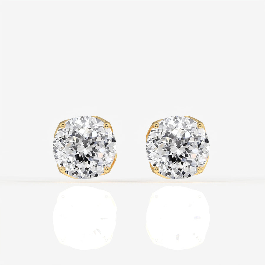 Portuguese Cut Lab Grown Diamond Twisted Certified Stud 9K Gold Earrings