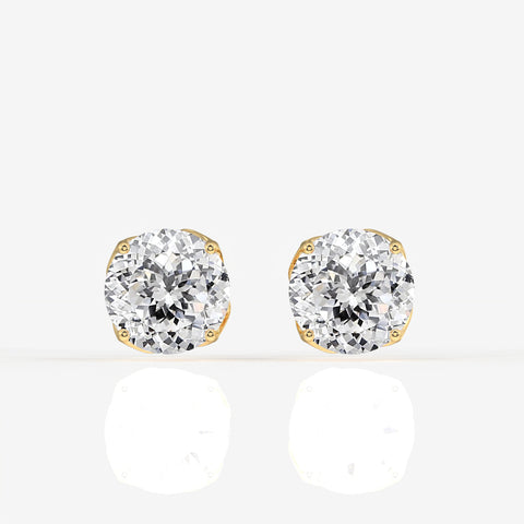 Portuguese Cut Moissanite Diamond Twisted Certified Stud 18K Gold Earrings