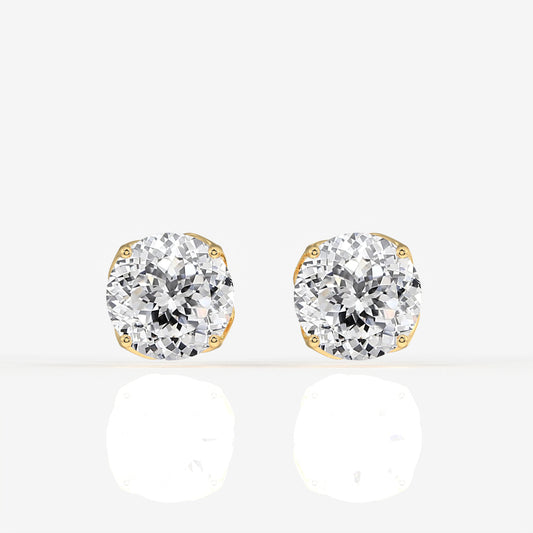Portuguese Cut Moissanite Diamond Twisted Certified Stud 18K Gold Earrings