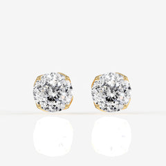 Portuguese Cut Moissanite Diamond Twisted Certified Stud 18K Gold Earrings