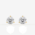 Portuguese Cut Moissanite Diamond Three Prong Stud Sterling Silver Earrings