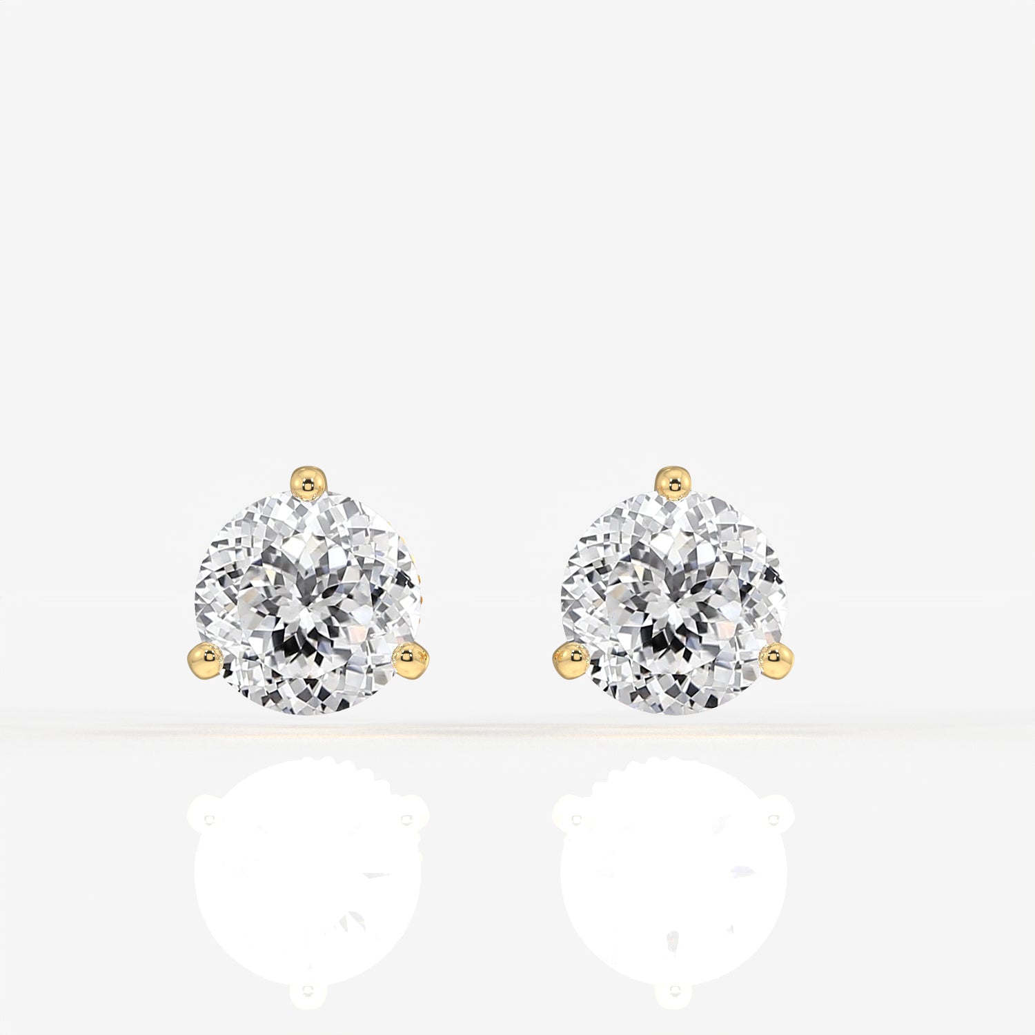 Portuguese Cut Moissanite Diamond Three Prong Stud Sterling Silver Earrings