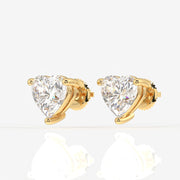 Heart Cut Lab Grown Diamond Solitaire Stud 14K Gold Earrings