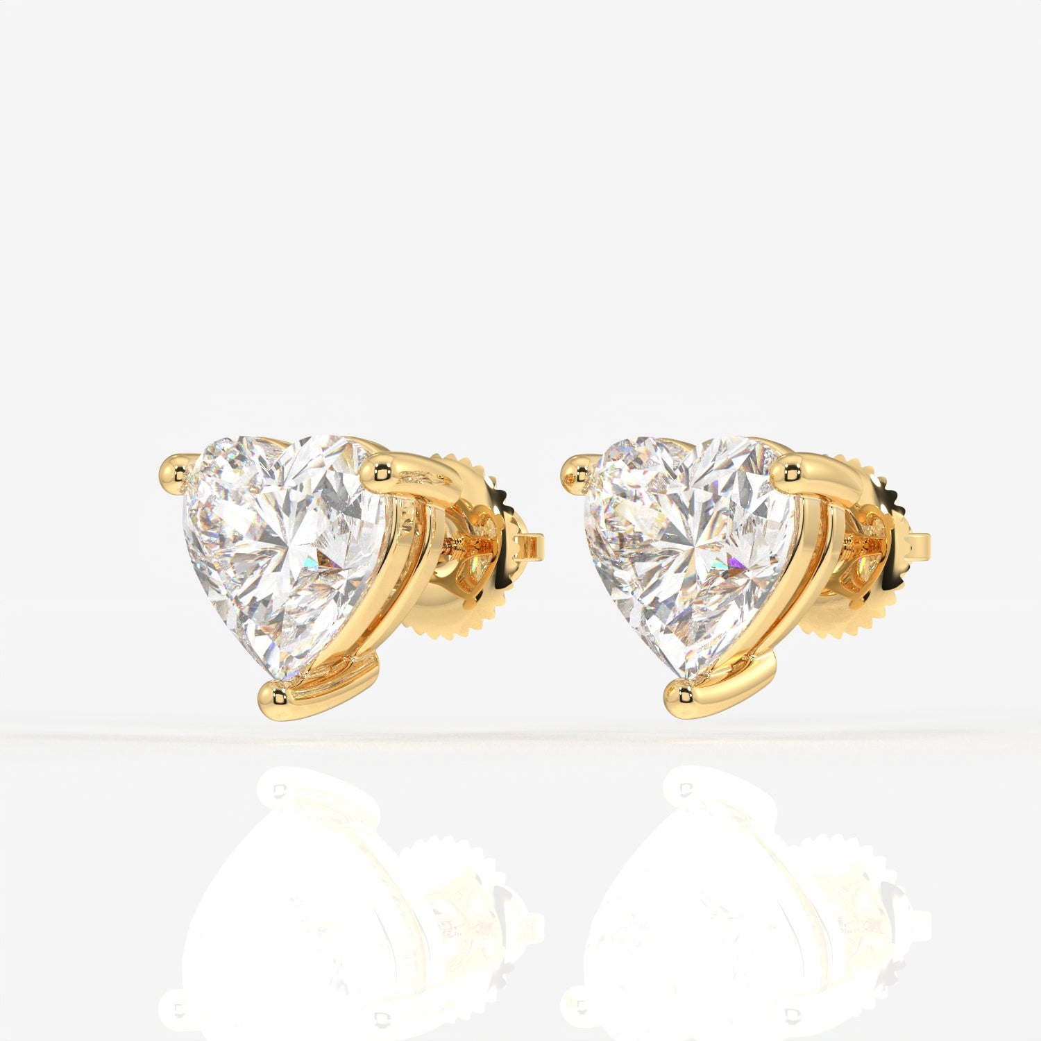 Heart Cut Lab Grown Diamond Solitaire Stud 14K Gold Earrings