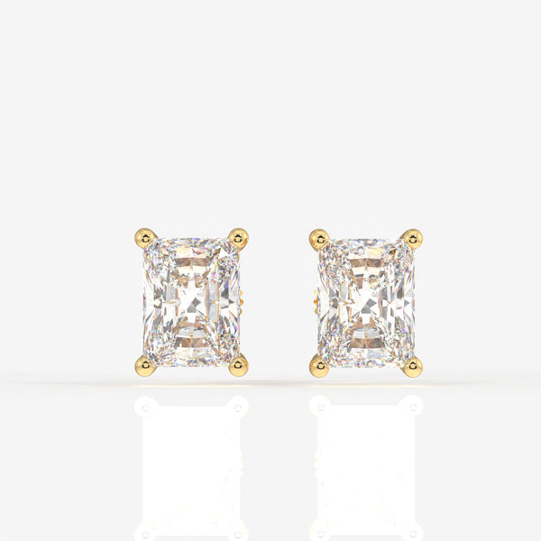 Radiant Cut Lab Grown Diamond Solitaire Stud 14K Gold Earrings