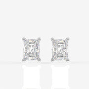 Radiant Cut Moissanite Diamond Solitaire Stud Sterling Silver Earrings