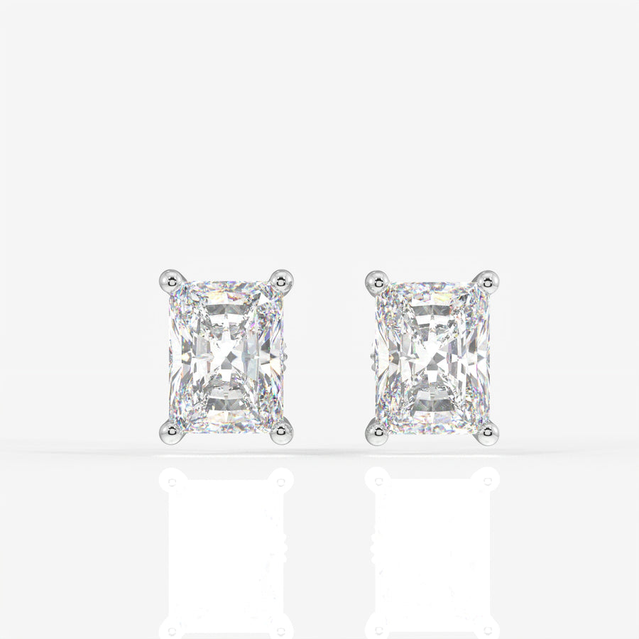 Radiant Cut Moissanite Diamond Solitaire Stud Sterling Silver Earrings