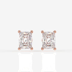 Radiant Cut Moissanite Diamond Solitaire Stud 18K Gold Earrings