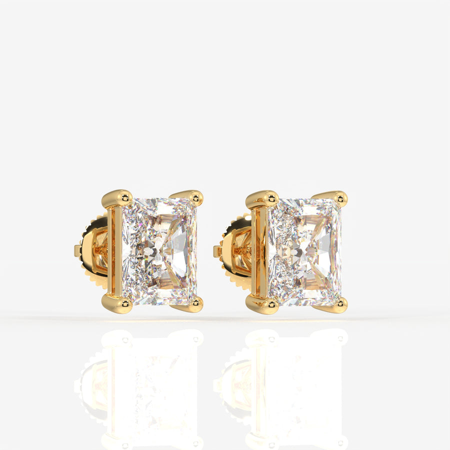 Radiant Cut Moissanite Diamond Solitaire Stud Sterling Silver Earrings