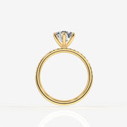 Portuguese Cut Lab Grown Diamond Three Layer Pave 14K Gold Ring