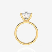 Cushion Cut Lab Grown Diamond Three Layer Pave 18K Gold Ring