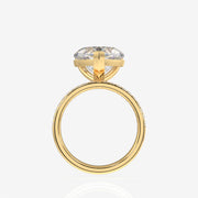 Heart Cut Moissanite Diamond Three Layer Pave 14K Gold Ring