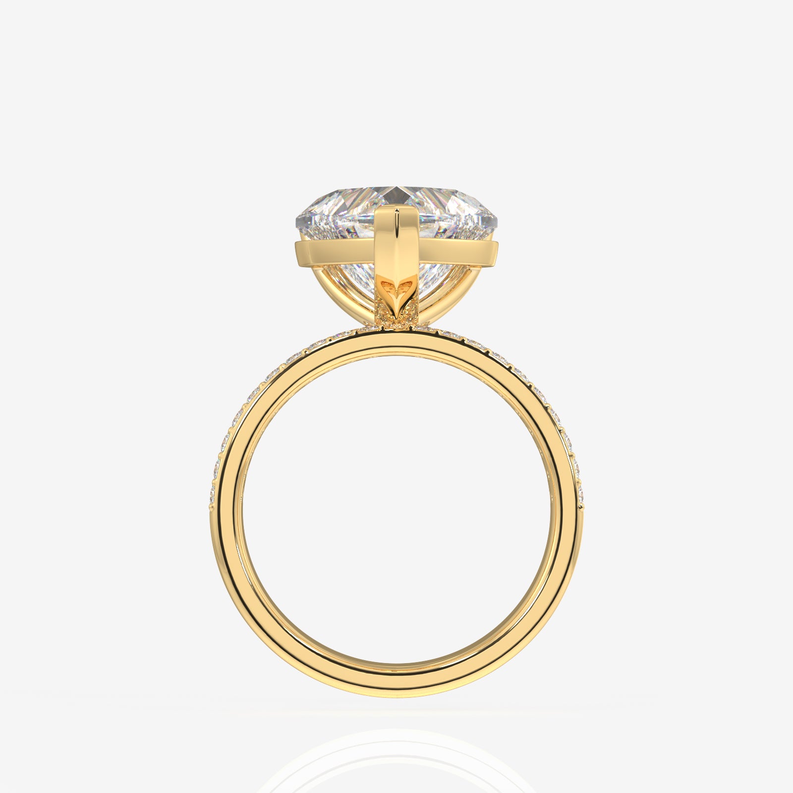 Heart Cut Moissanite Diamond Three Layer Pave 14K Gold Ring