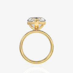 Heart Cut Lab Grown Diamond Three Layer Pave 18K Gold Ring