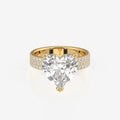 Heart Cut Moissanite Diamond Three Layer Pave 14K Gold Ring