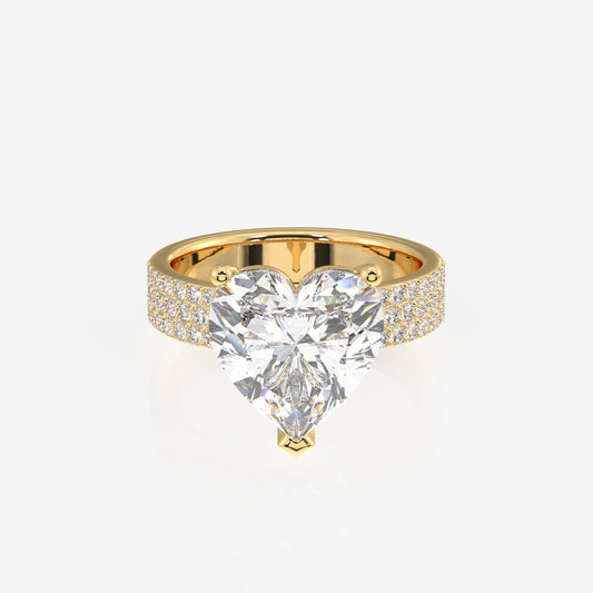 Heart Cut Moissanite Diamond Three Layer Pave Sterling Silver Ring