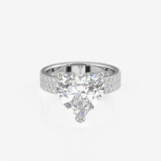 Heart Cut Moissanite Diamond Three Layer Pave 14K Gold Ring