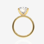 Oval Cut Lab Grown Diamond Three Layer Pave 18K Gold Ring