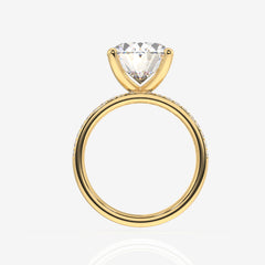 Oval Cut Lab Grown Diamond Three Layer Pave 18K Gold Ring