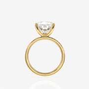 Pear Cut Moissanite Diamond Three Layer Pave 14K Gold Ring