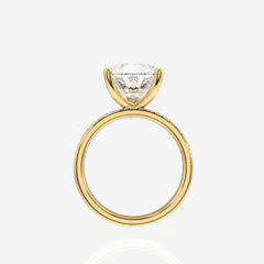 Pear Cut Lab Grown Diamond Three Layer Pave 18K Gold Ring