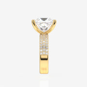 Princess Cut Lab Grown Diamond Three Layer Pave 14K Gold Ring