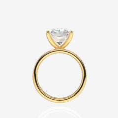 Radiant Cut Lab Grown Diamond Three Layer Pave 18K Gold Ring