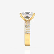Radiant Cut Lab Grown Diamond Three Layer Pave 14K Gold Ring