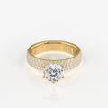 Portuguese Cut Lab Grown Diamond Three Layer Pave 14K Gold Ring