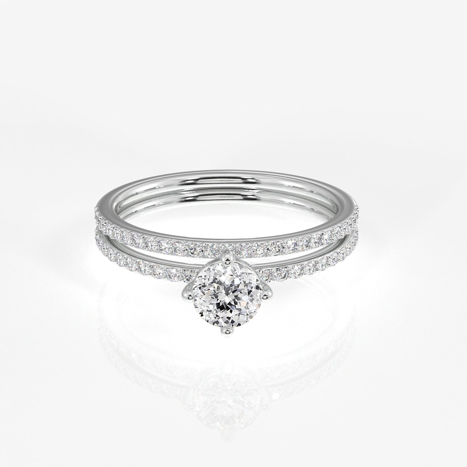 Portuguese Cut Lab Grown Diamond Engagement 14k Gold Ring