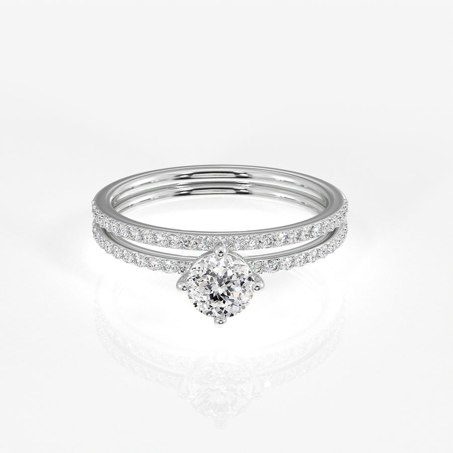 Portuguese Cut Lab Grown Diamond Engagement 14k Gold Ring