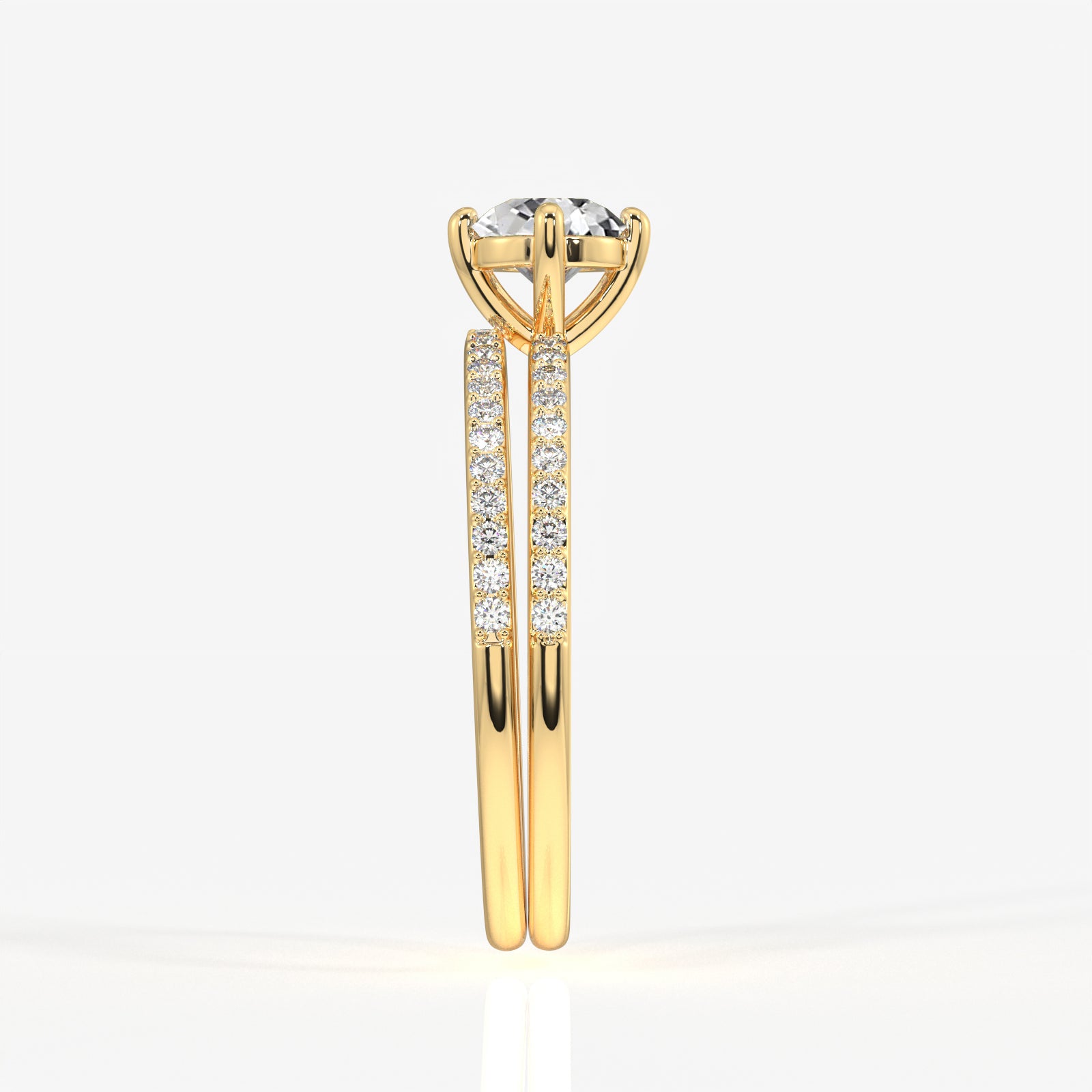 Portuguese Cut Lab Grown Diamond Engagement 14k Gold Ring