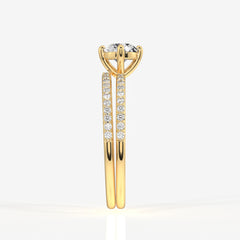 Portuguese Cut Lab Grown Diamond Twisted Engagement 14k Gold Ring